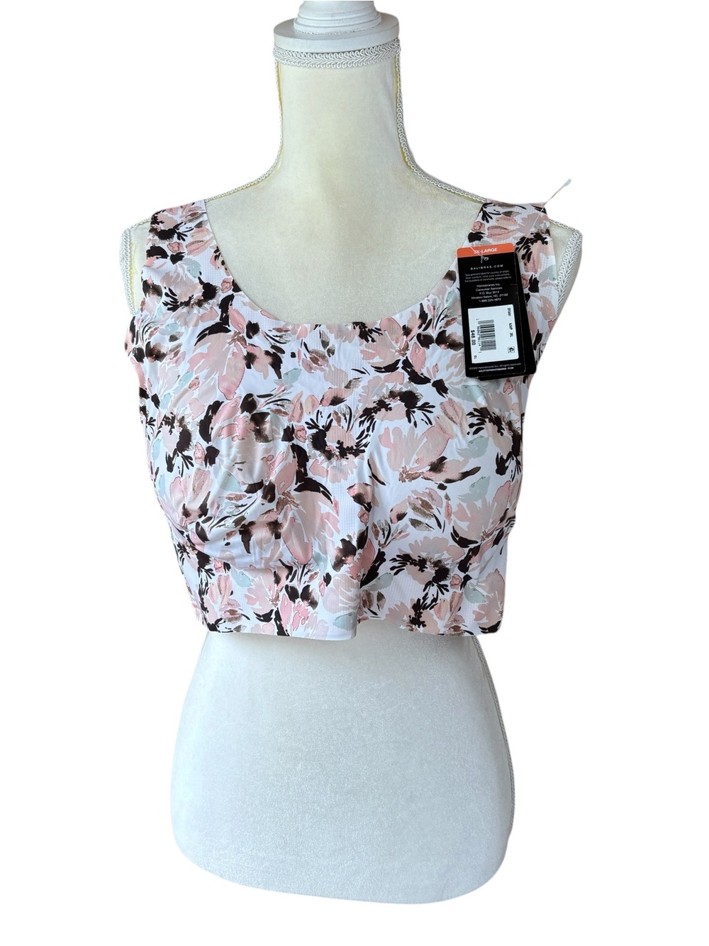 Bali Comfort pullover bra, size 3X, removable pads, wire free, casual, floral